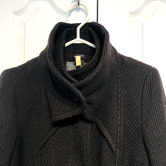 Mackage Wool Coat with Leather Trim and Belt - Picture 4 of 5